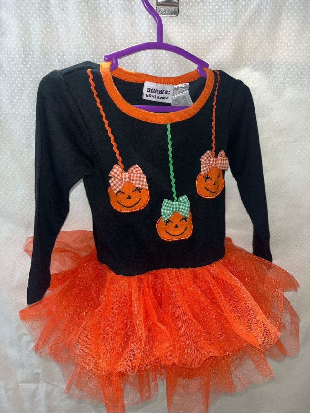 Blueberi Boulevard Black & Orange Pumpkin Tutu Dress